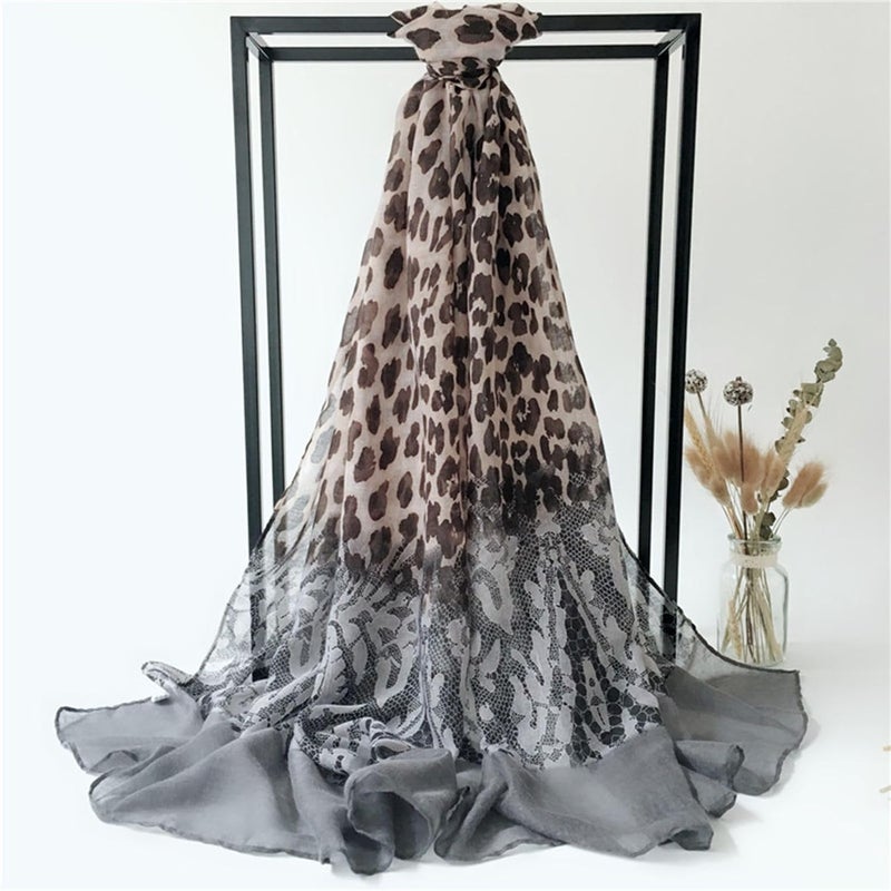 VJHX Leopard Print Shawls and Wraps for Womens Cheetah Hijab Scarf Voile Sheer Beach Scarves Sunscreen Head Shawl - Image 4